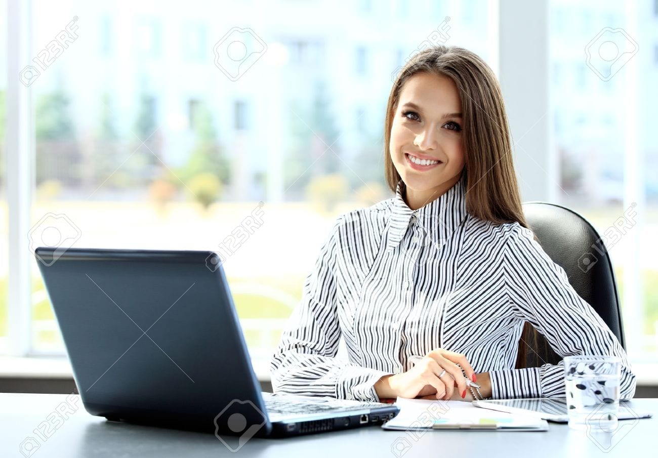 50162938 Business Woman Working On Laptop Computer At Office Personal